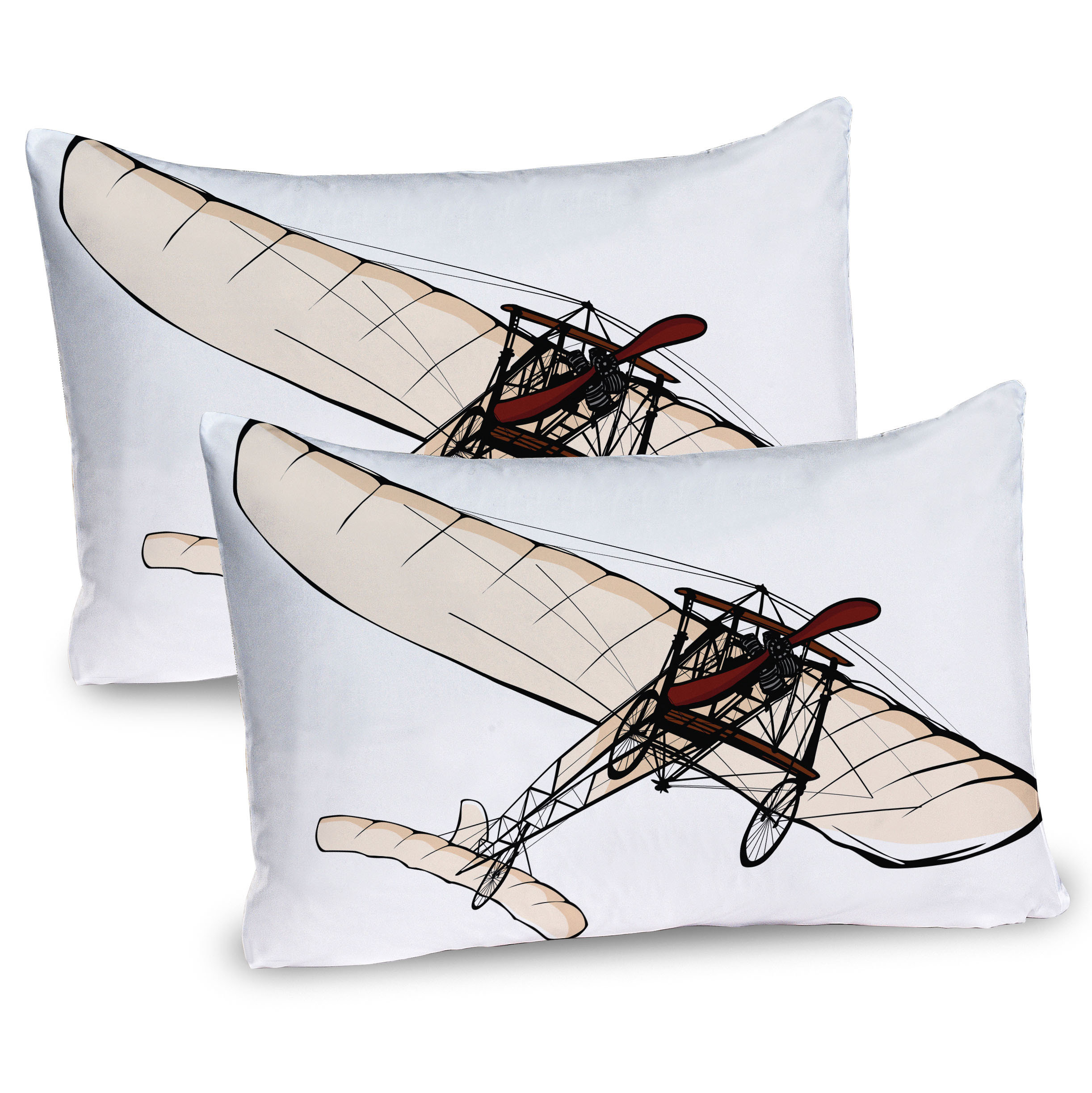 Ambesonne Vintage Airplane Pillow Sham Pack Old Engine Peach