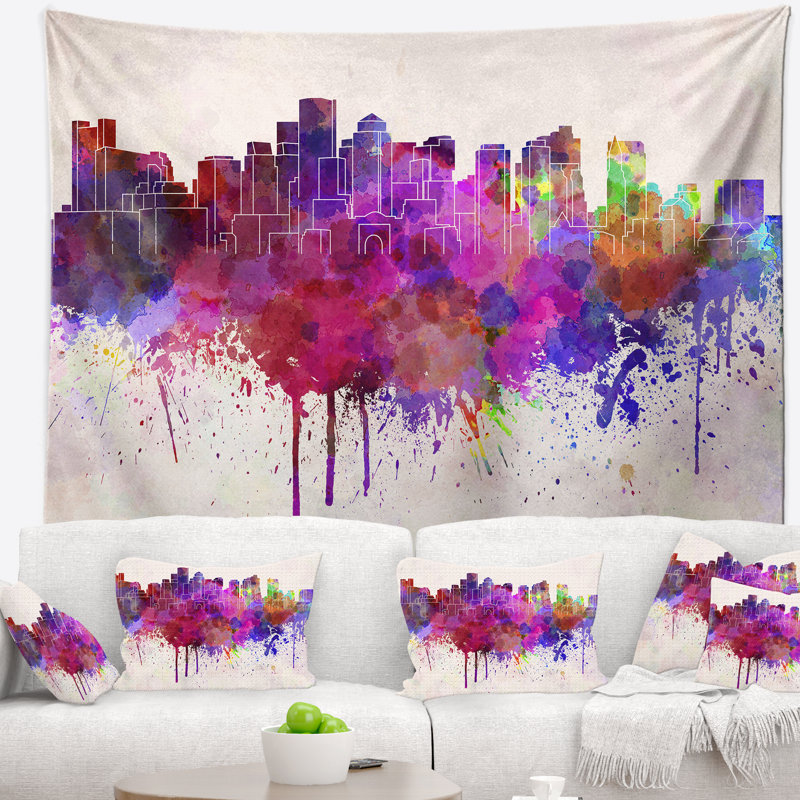 Boston skyline tapisserie Cityscape, H 32 po x l 39 po