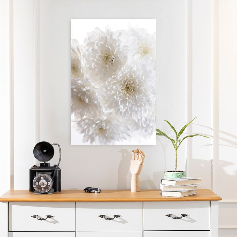 Art contemporain, art contemporain abstrait fleur de chrysanthème, H 24 po x l 16 po