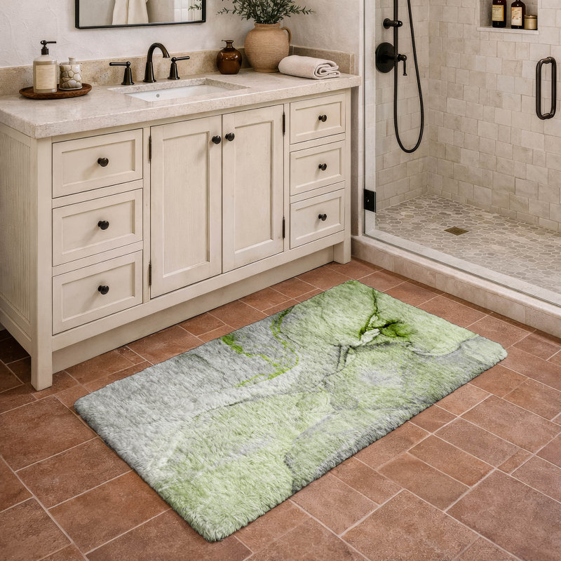 Tapis de qualité supérieure lavable à la machine à poils longs ADS506, Vert, 1 pi 8 po x 2 pi 6 po