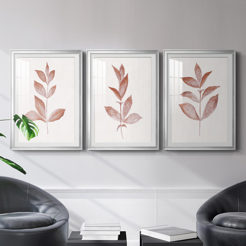 Red Leaf I, reproduction encadrée de qualité supérieure - prête à être accrochée, H 24,5 po x l 55,5 po x P 1,25 po, Argent