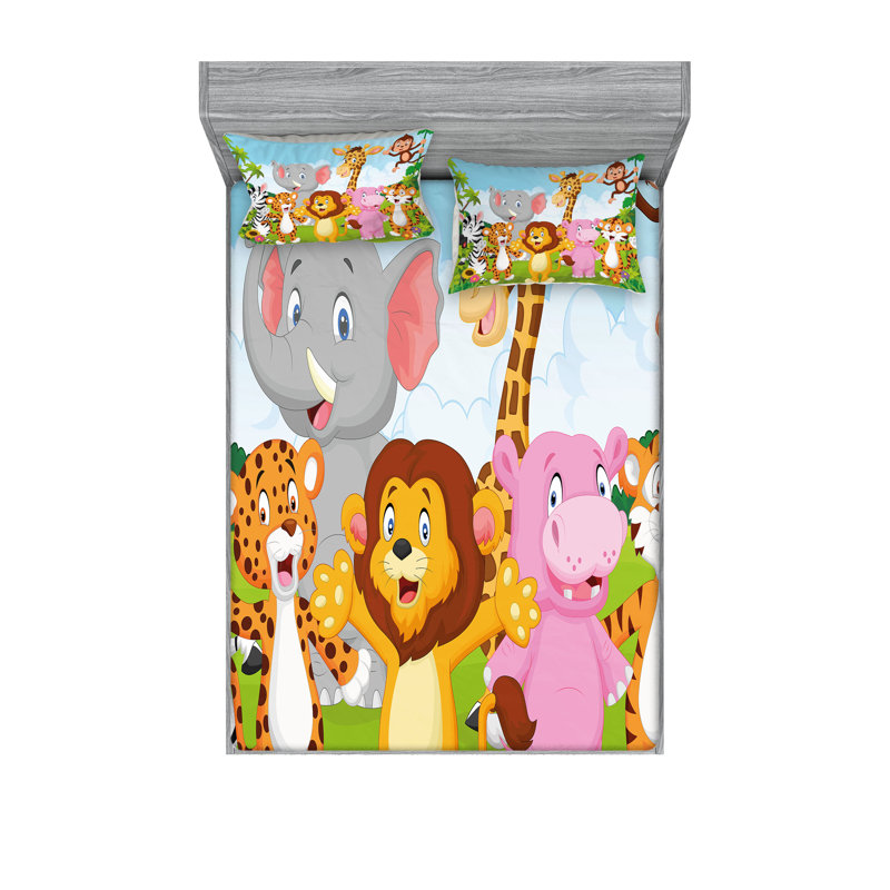 Multicolore drap-housse et coussin décoratif Ambesonne, Ensemble de draps pour très grand lit californien