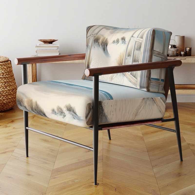 Fauteuil d'appoint rembourré Coastal Window To The Beach II, Doré