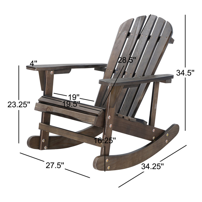 Chaise Adirondack en bois massif Almat, Brun foncé