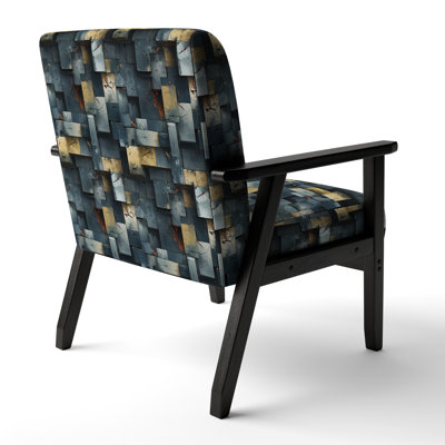Industrial Concrete Wall Illusion - Upholstered Industrial Arm Chair, Brick Texture Accent Chair