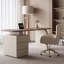 Bureau moderne en noyer de 63 po avec plateau en bois massif et 3 tiroirs de rangement Dunte-856272569