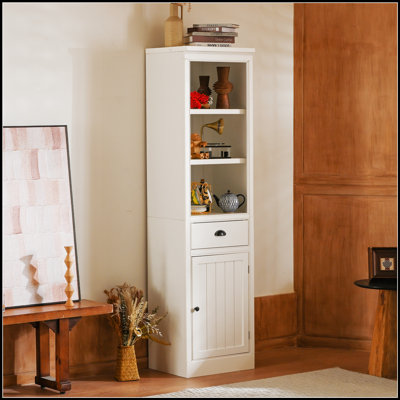 Grande tablette de présentation de 75 pouces avec armoire, style rétro pour les couloirs, les salons et les espaces de travail - blanc