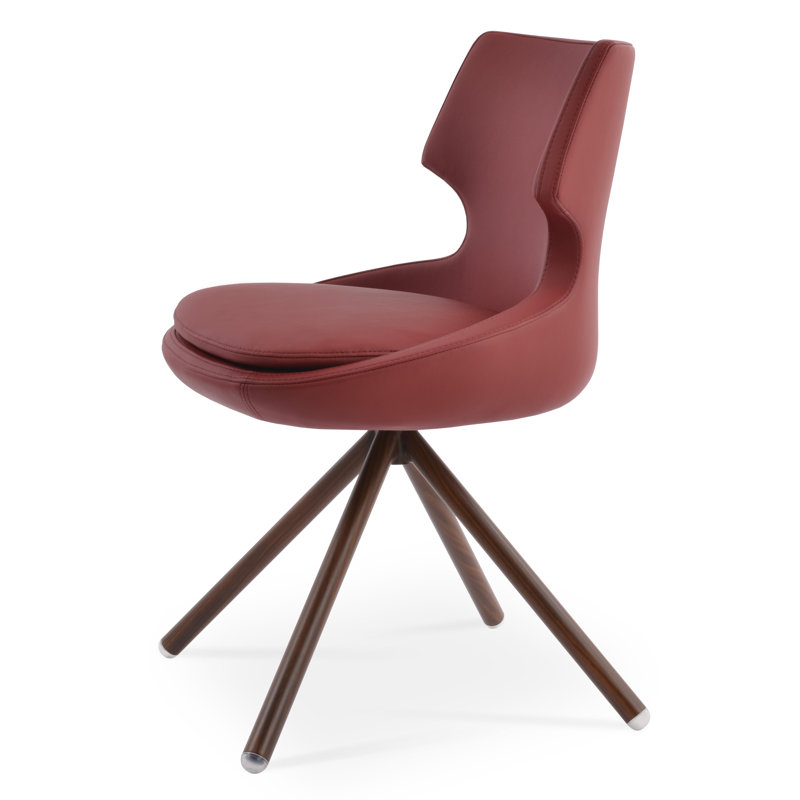 Patara Stick 19.8'' H Upholstered Side Chair, PPM Leatherette Red, Walnut, PPM Leatherette
