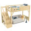 Lit mezzanine simple en bois massif avec garde-robe et rangement, tablettes de chevet, escaliers et garde-corps pleine longueur, sans sommier, naturel-2130312010-2130312011