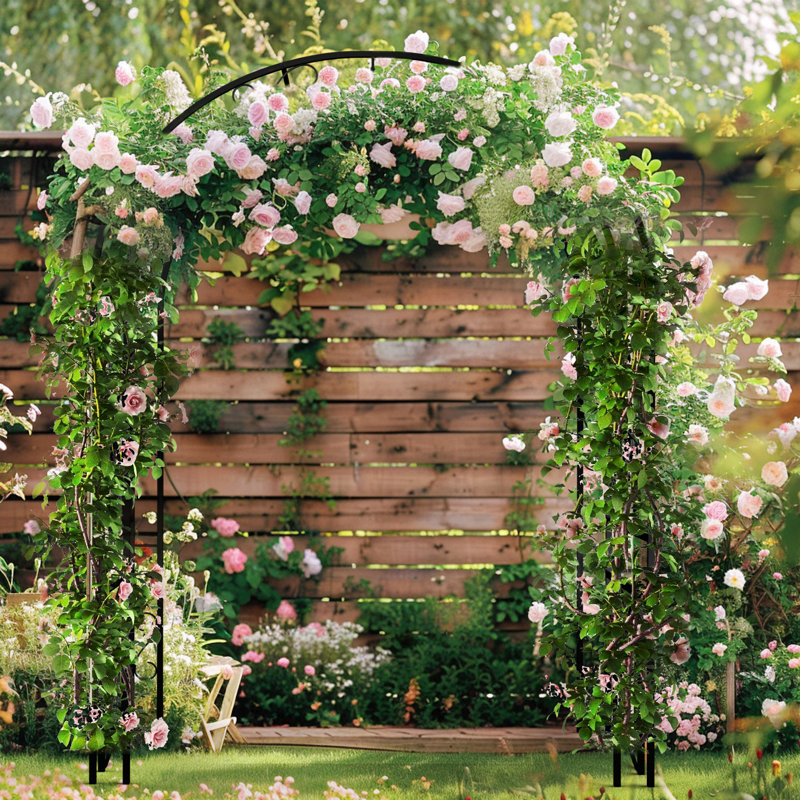 Hershel 134cm W x 59cm D Metal Arbour in Black