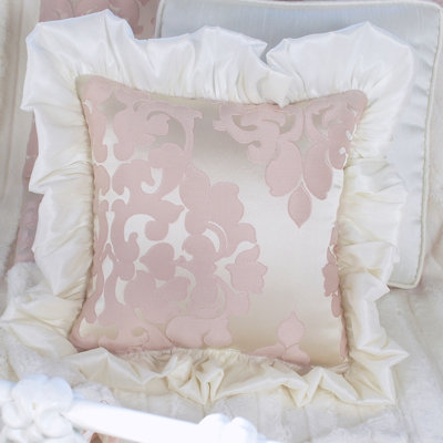 Blush Petal Ruffle Throw Pillow