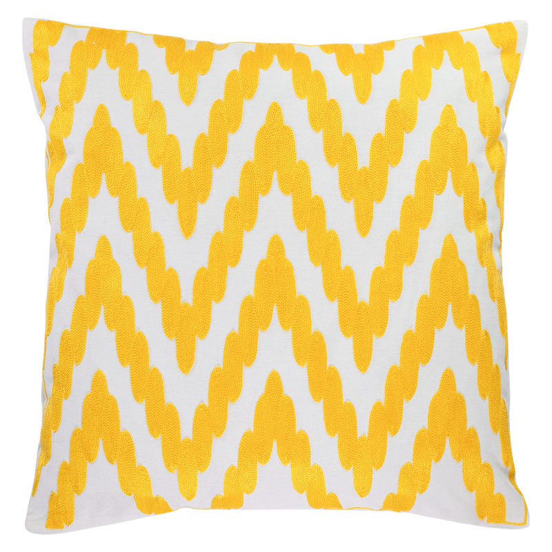 Embroidered Pillow Cover, Chevron/Zig Zag, Yellow/White