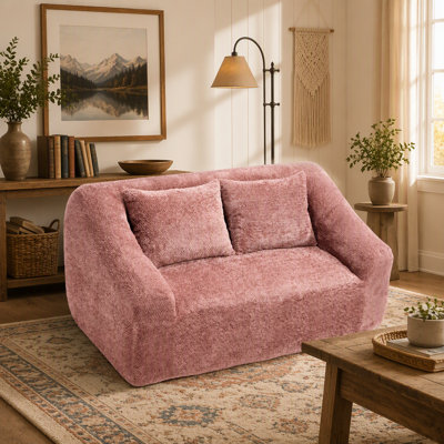 Chaise longue surdimensionnée pour l'intérieur, canapé-lit moderne en chenille à assise profonde avec coussins décoratifs et accoudoirs, canapé-lit pour le salon, chambre à coucher
