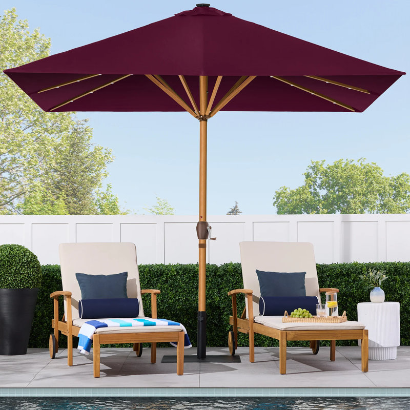 Parasol carré solaire à DEL pour terrasse, Burgundy