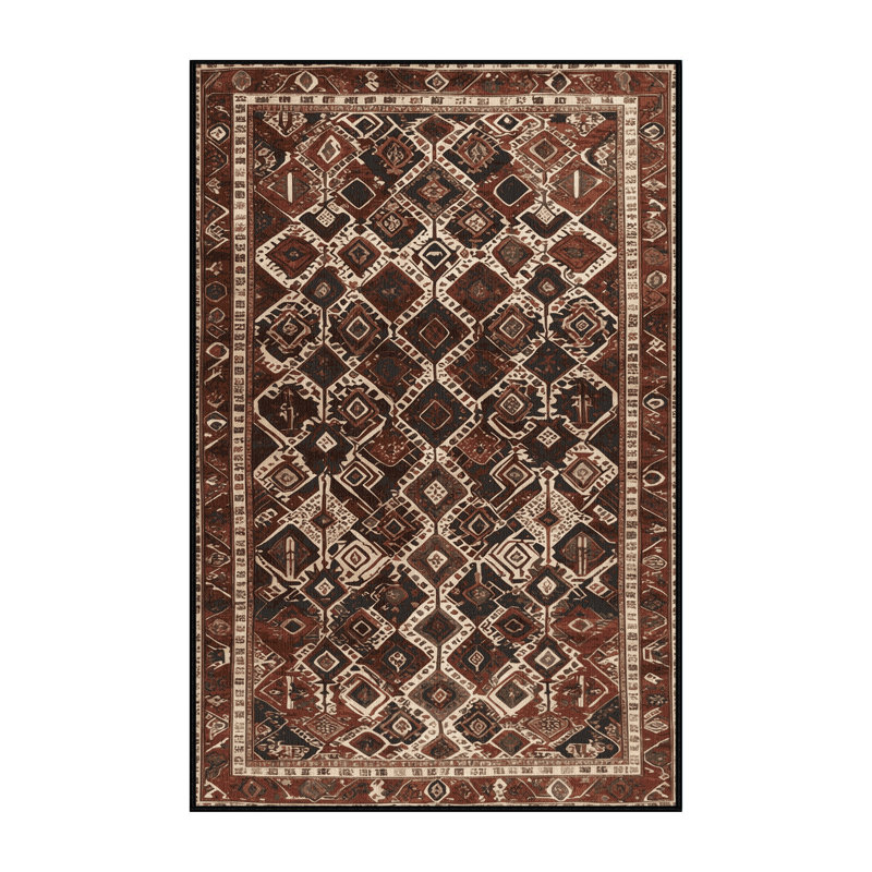 Tapis persan noir lavable à la machine, Rectangulaire 2 pi x 3 pi