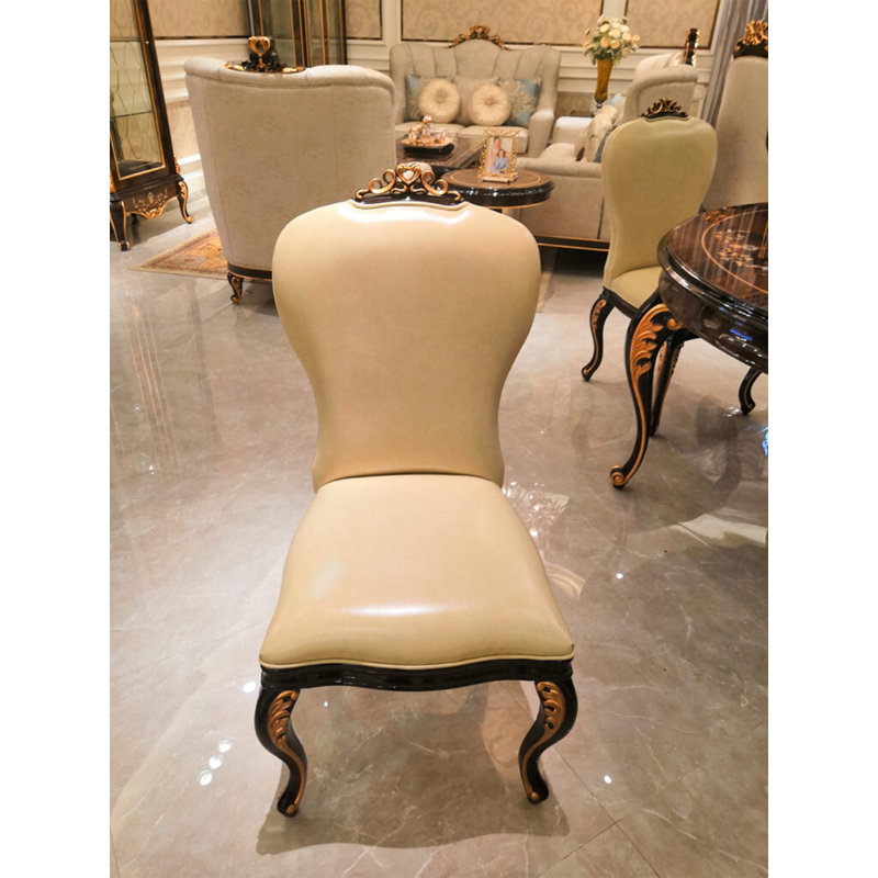 Athena Leather King Louis Back Side Chair in Ivory, 6