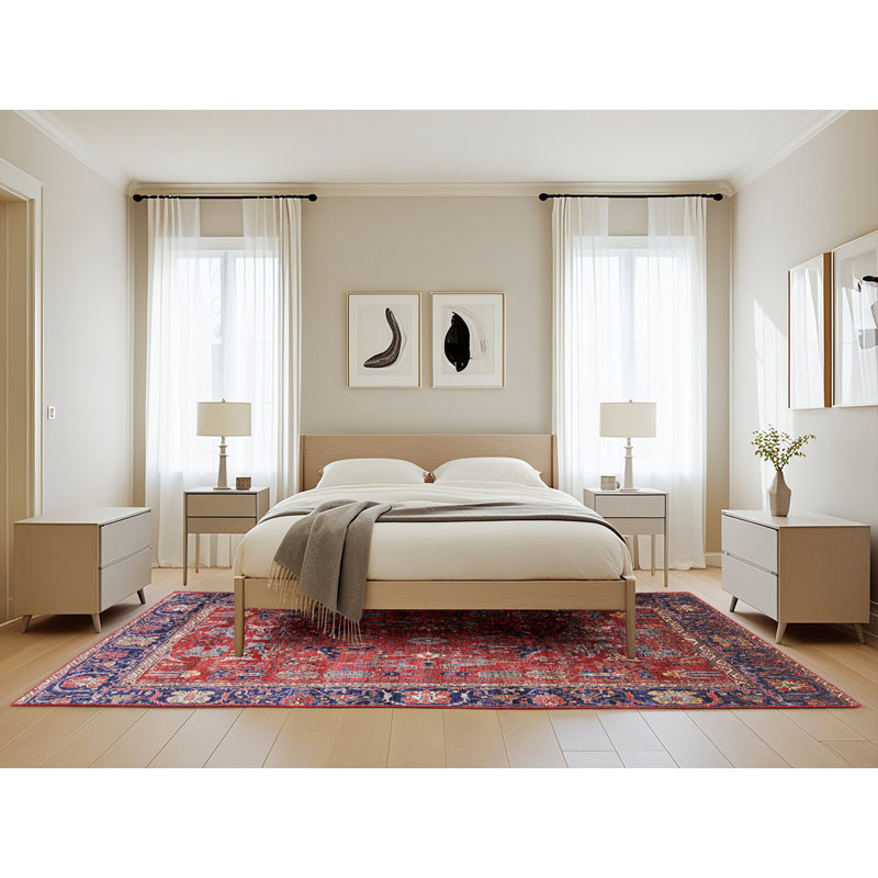 Tapis bleu / rouge Forance, Rectangle 5 pi x 8 pi