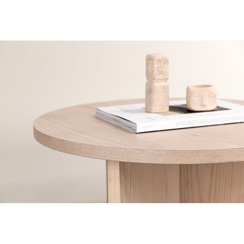 Konke Cross Legs Coffee Table, 42.5 H x 85 W x 85 D cm, White Wash