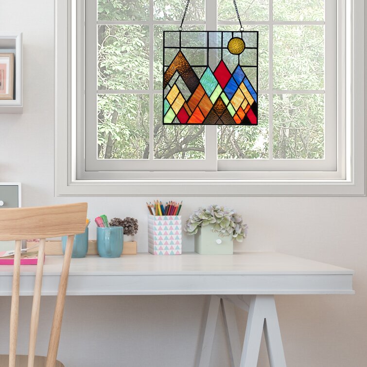 Zayne 10"H Beyond the Mountain Tops Multicolored Window Panel