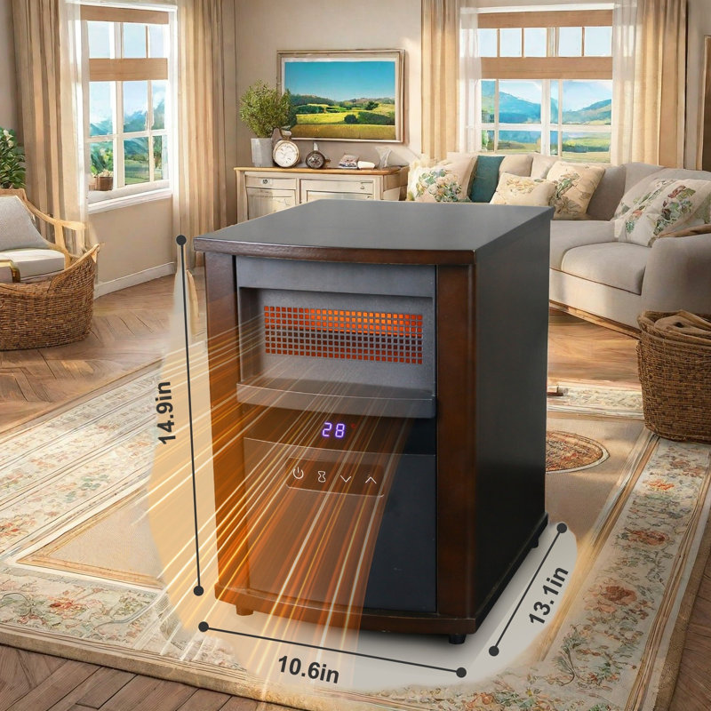 Infrared Quartz Space Heater With Remote Control, 1500W Electric Heater With 3 Heat Settings (750W/1500W/Eco), Timer Function, Overheat & Tip-Over Protection, Cool-Touch Exterior, Child Safety Lock For Home And Office