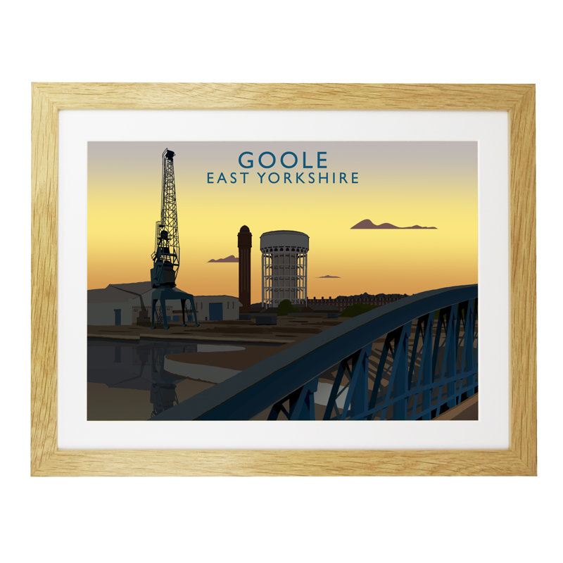 Goole Night by Richard O'Neil - Print, Oak Wood Frame, 33.5 cm H x 43.5 cm W x 2.2 cm D