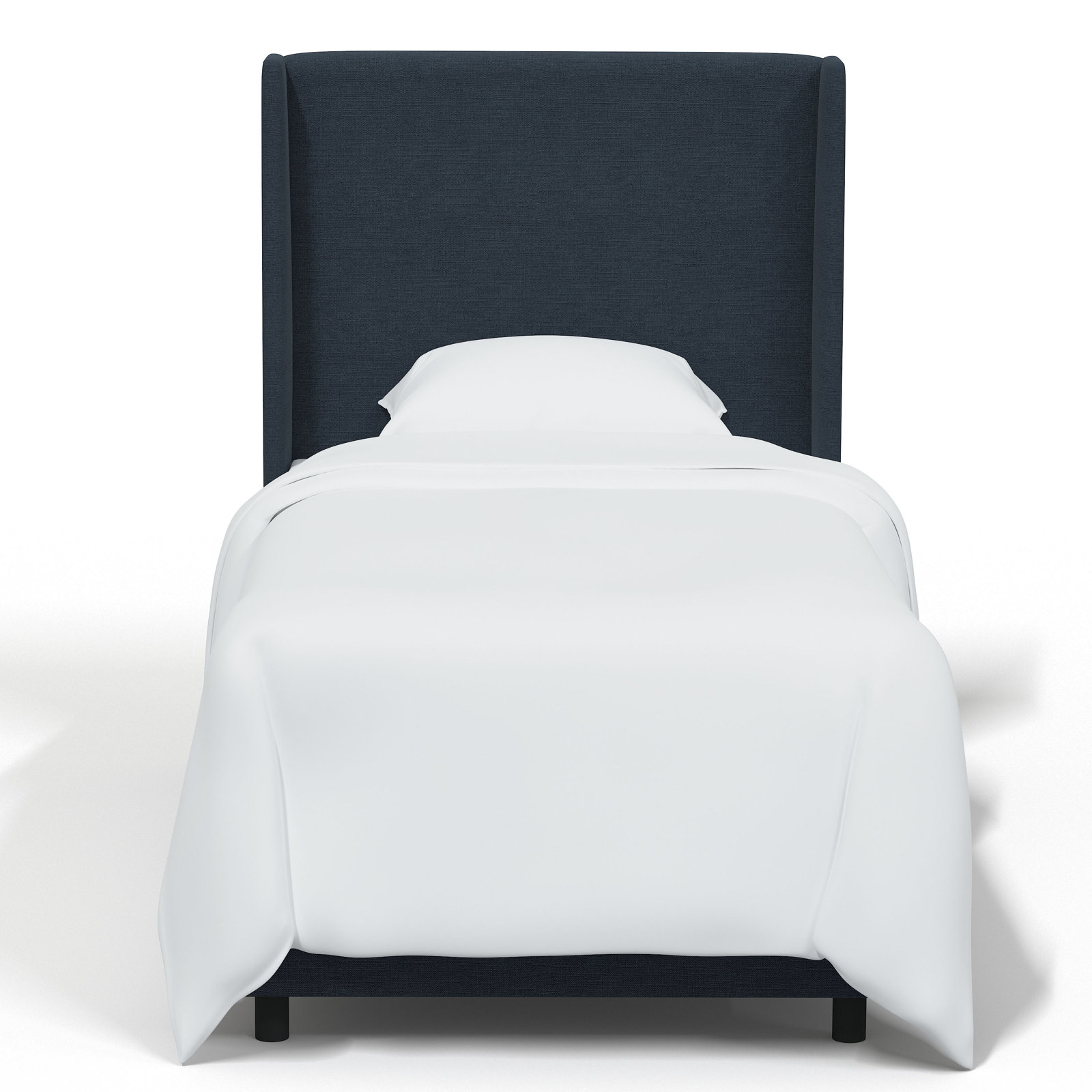 Tilly Linen Upholstered Wingback Bed, Twin, Classic Navy Linen