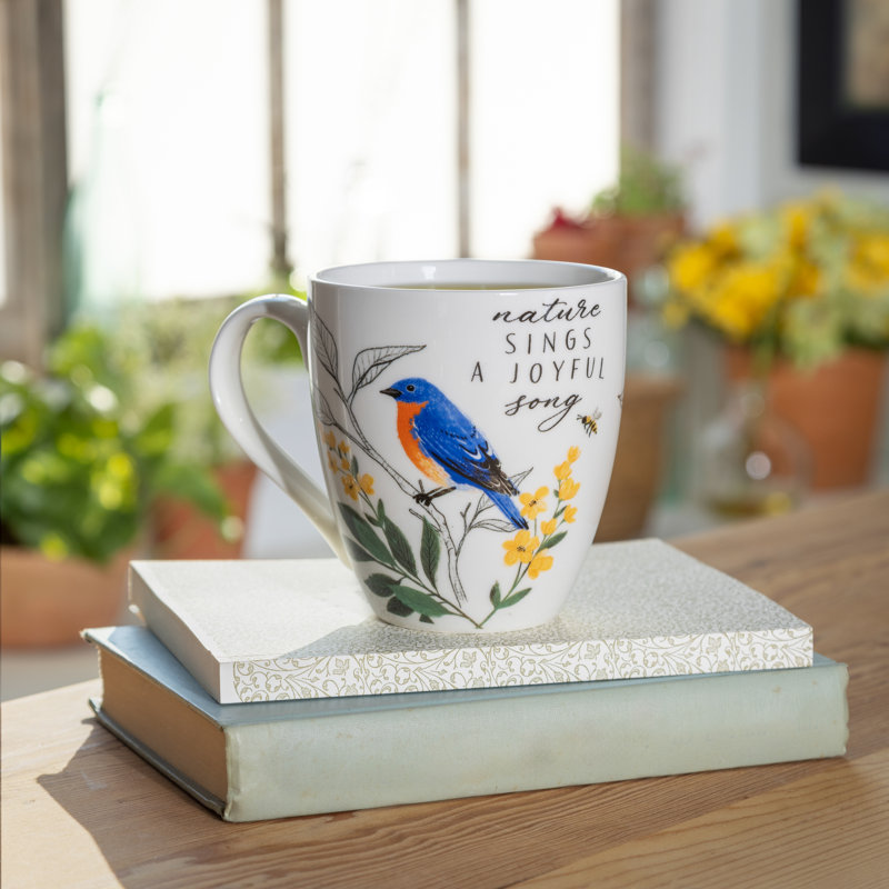 Bird Greenhouse Retreat Bluebird Ceramic Cup O' Java, 17oz, Gift Box
