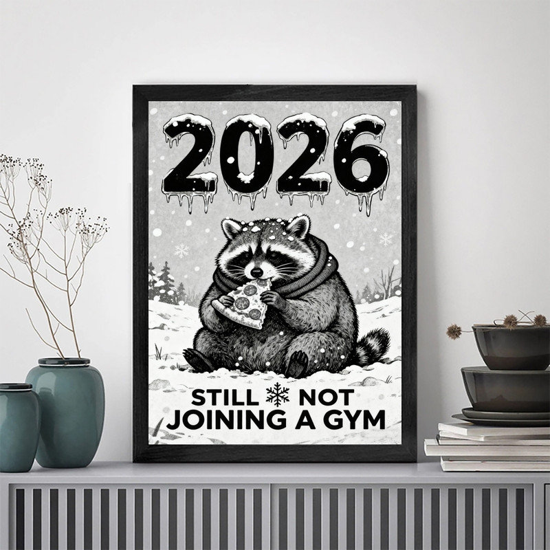 Reproduction encadrée noire 2026, H 25 po x l 17 po