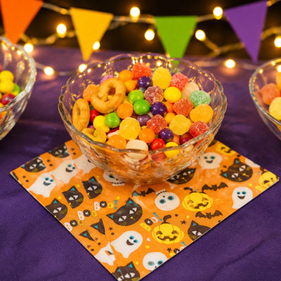 Halloween Disposable Printed Paper Napkins 20 Count Cute Patterns Decorative Paper Napkins For Indoor Outdoor Halloween Party Table Decor Supplies