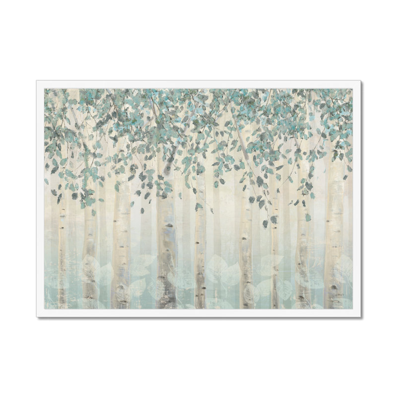 Dream Forest I Silver Leaves by James Wiens - Painting, 65cm H x 95cm W, White Framed Paper Print
