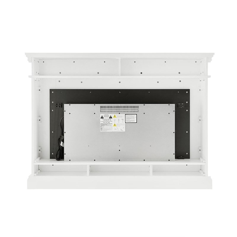  58.5" Modern Solid Wood Electric Fireplace in White