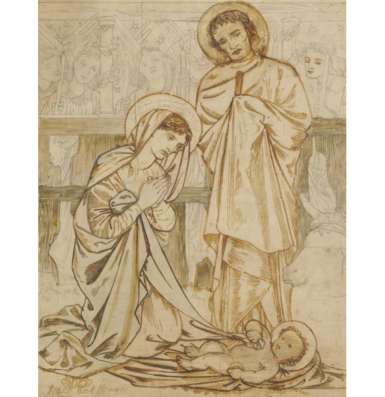 "La Nativité" par Sir Edward Coley Burne-Jones - Art mural sur toile tendue avec châssis, H 18 po x l 14 po