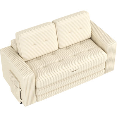 Boneless Pull Out Loveseat Boneless Couch,Sleeper Sofa, Folding Couch Bed with Pillow for Living Room Bedroom, Black