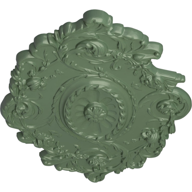 Médaillon de plafond Endurathane, l 30 1/2 po x H 20 po x P 1 1/2 po Endurathane, fini vert athénien peint à la main