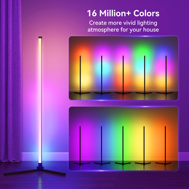 Tamma 164CM RGB Corner Floor Lamp, LED Standing Mood Light, Light Colour Changing, Remote Control, 140