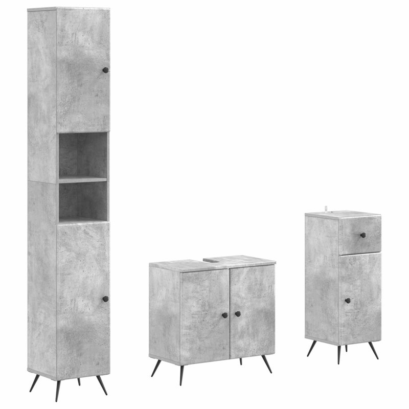 Bathroom Storage Furniture Set, Concrete Grey