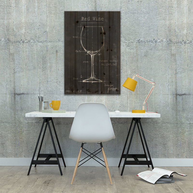 «Barware Blueprint III» par Ethan Harper, impression sur bois sans cadre, L 26 po x H 40 po