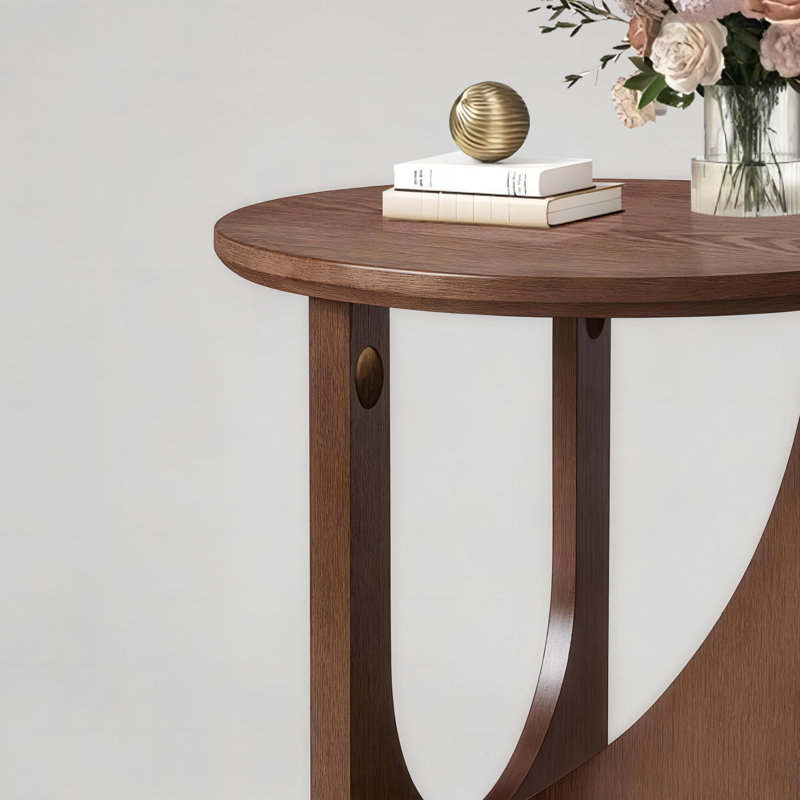 Table d'appoint ronde 100% bois massif de style moderne, 19,21 pouces, rustique, centrale, ovale, facile à déplacer, pour la chambre à coucher