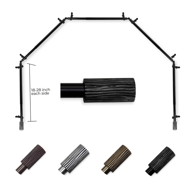 Tringle à rideaux simple réglable 0,81 po Hazelle, Noir, 28 po à 48 po (chaque côté)