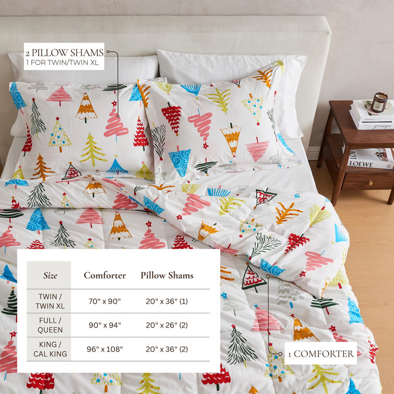 Ensemble d'édredon en duvet synthétique Holiday, Édredon pour très grand lit + 2 taies décorativ, Colline heureuse