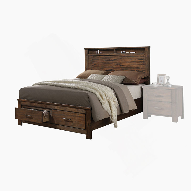 Oak Queen Bed with Storage