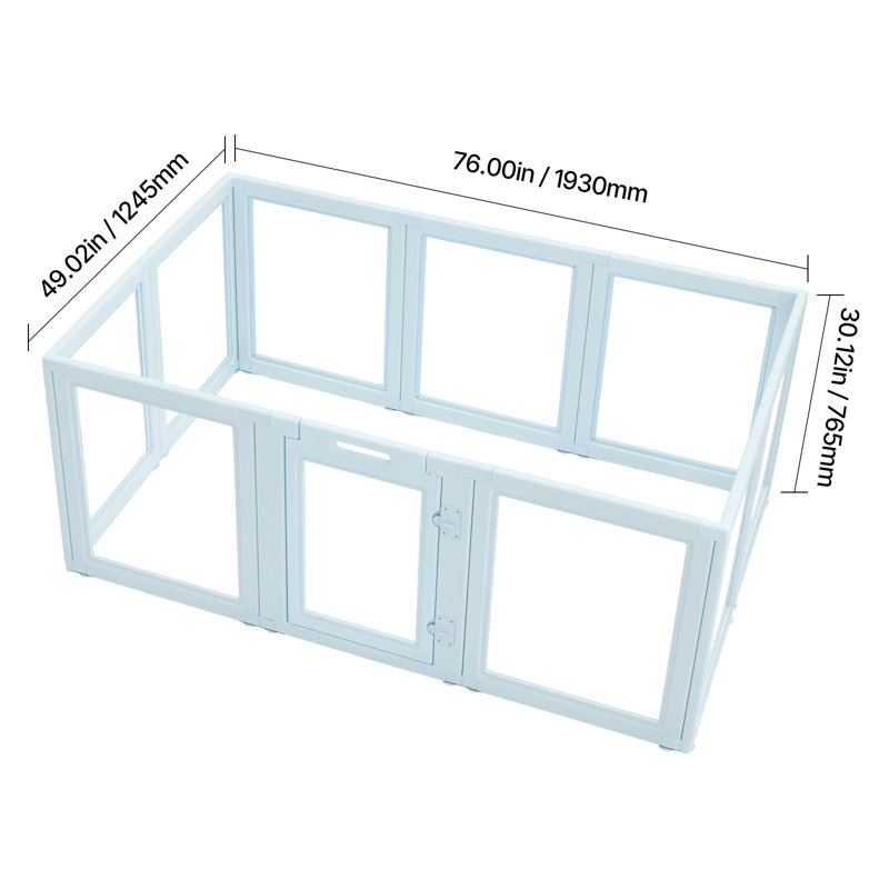 Boîte de mise bas pour chien avec fenêtre transparente pour grand chien, H 30,12 po x l 76 po x P 49,02 po, Bleu