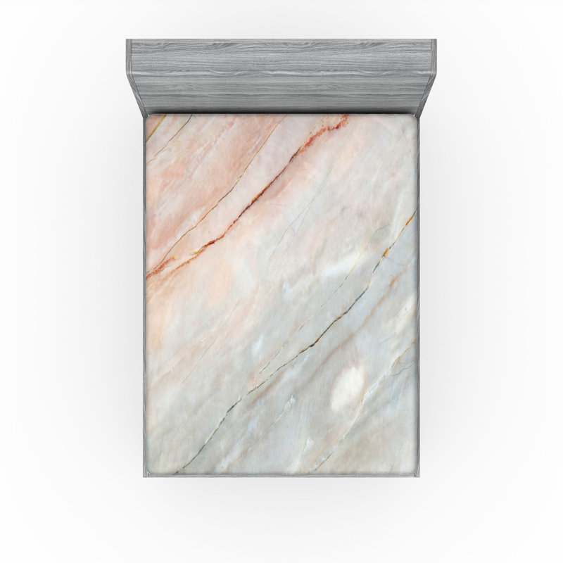 Drap-housse Ambesonne, Marbre gris pâle / pêche, Drap-housse de taille double