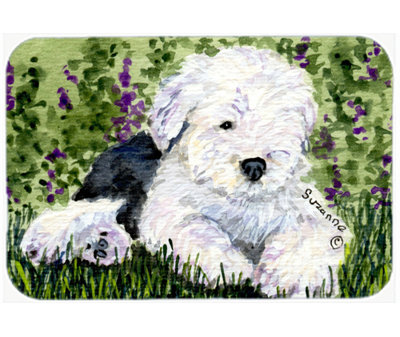 Winston Porter Old English Sheepdog Glass Cutting Board