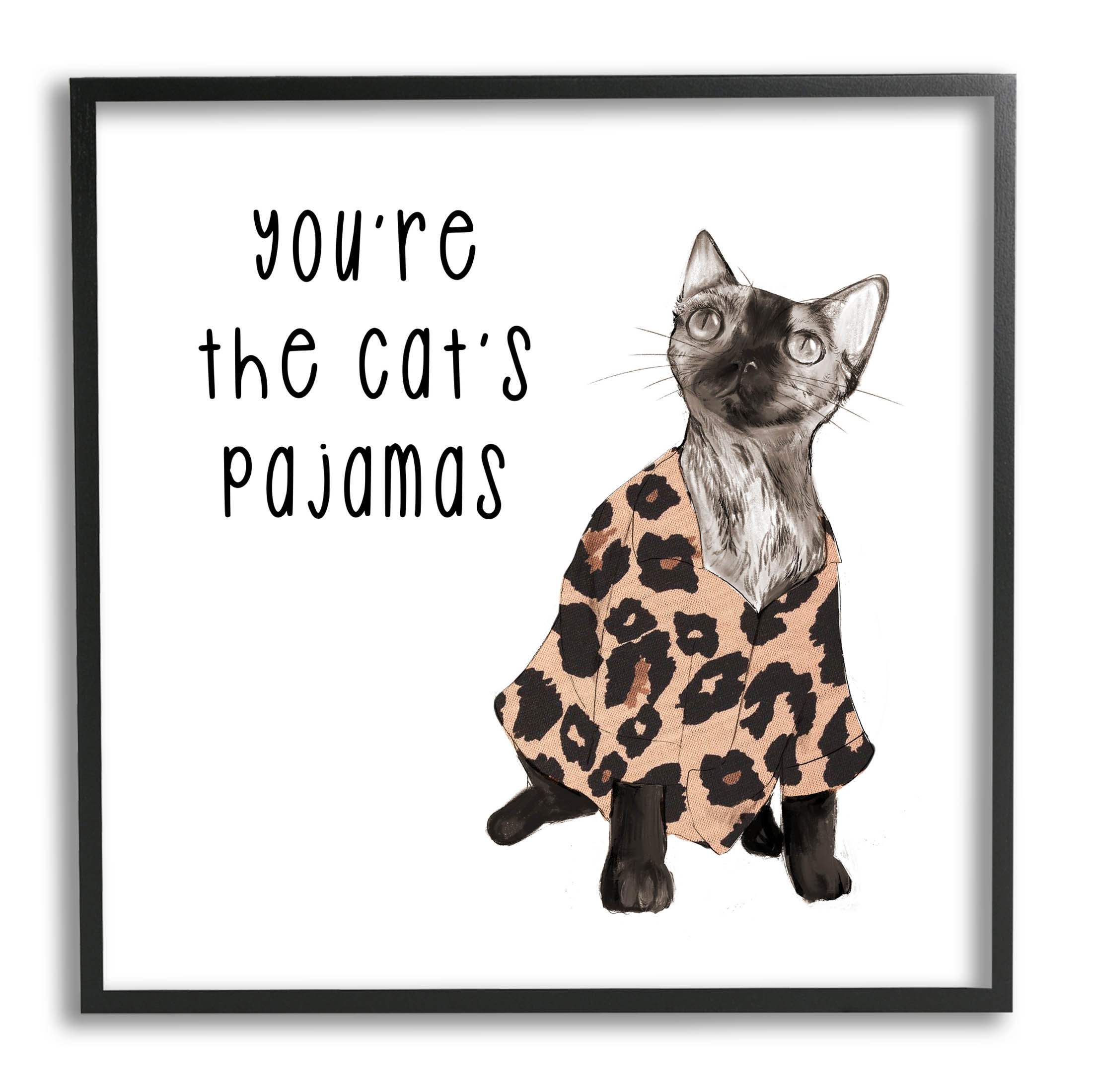 The Cat's Pajamas Humor Framed On Canvas by Lil' Rue Textual Art