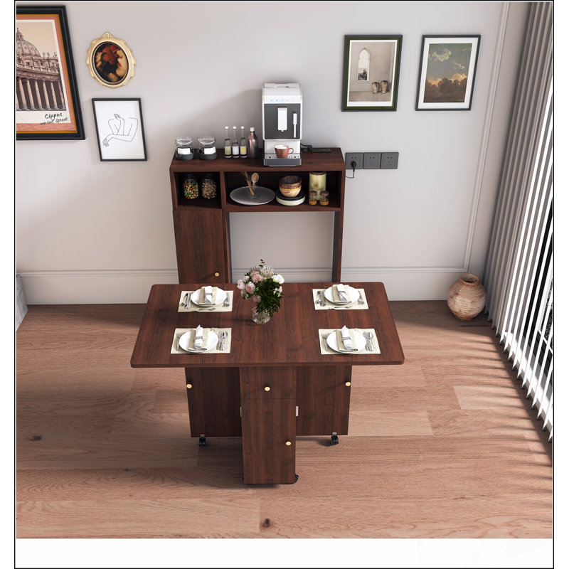 Table de salle à manger pliante multifonctionnelle avec buffet mural et rangement pour petits appartements