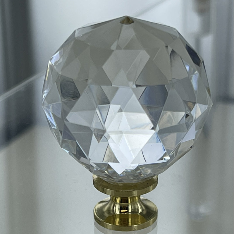 (Paquet de 5) Grand bouton à boule à facettes de 1-1 / 2 po avec base en laiton massif