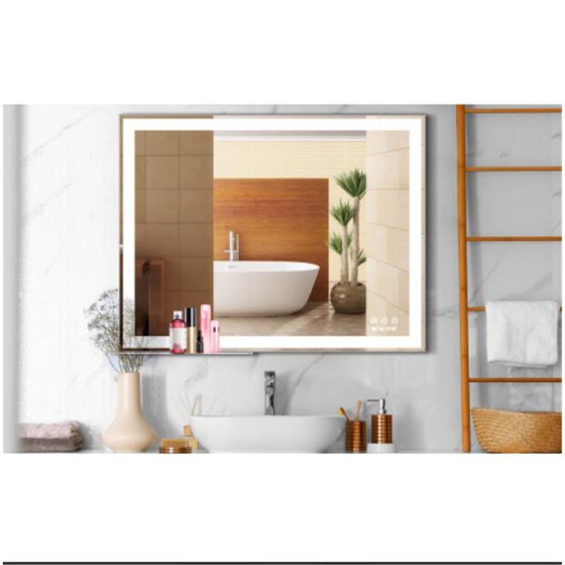 Metal Flat Wall Mirror with Shelves, 28" x 36", Silver