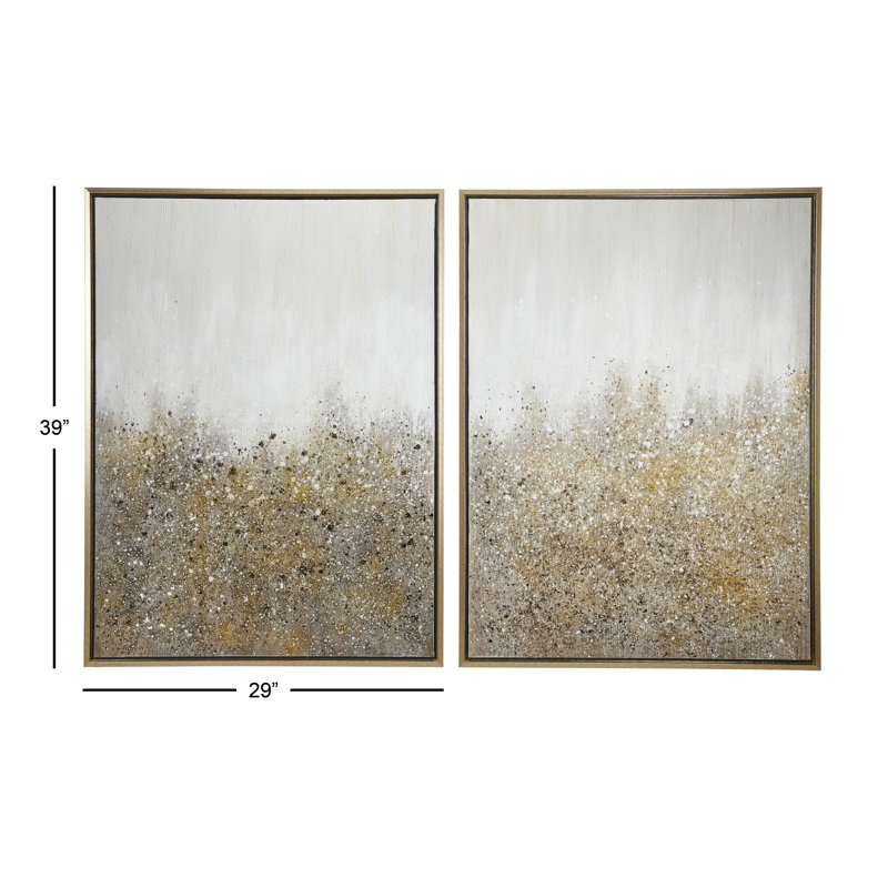 CosmoLiving by Cosmopolitan Gold Canvas Glitter Flakes Geode Framed Wall Art with Gold Frame