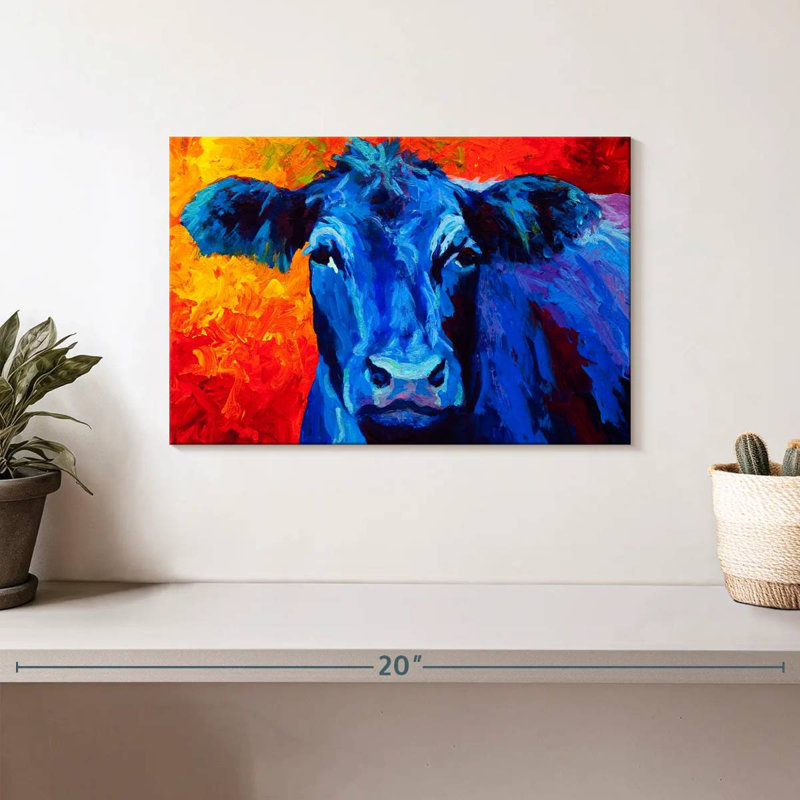 Vache bleue Brampt, H 8 po x l 12 po